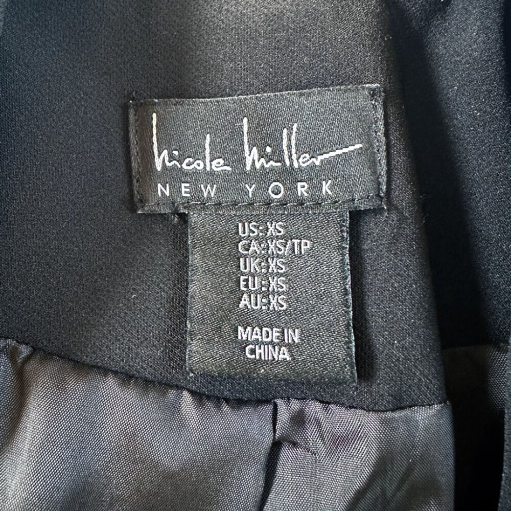 Nicole Miller Black Open Blazer XS Whimsigoth Y2K Military Tailored Office Siren - Picture 5 of 7